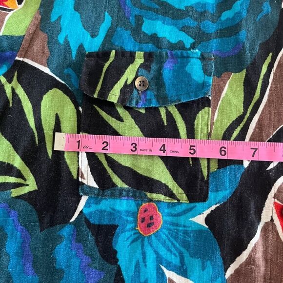 Chico’s Woman Blouse/Tunic Large button down Linen  3/4 sleeves Tropical print - Picture 13 of 17
